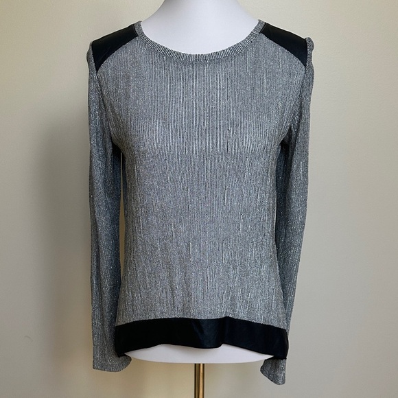 Generation Love Metallic Gray and Black Blouse - Picture 1 of 6